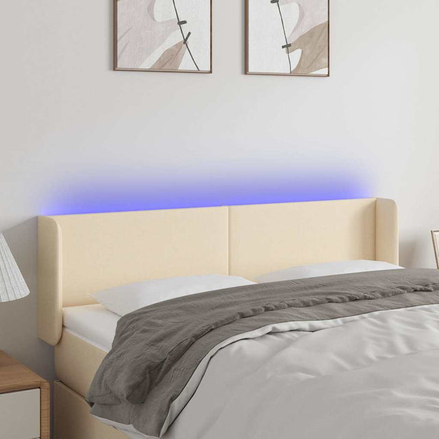 Vidaxl hoofdbord led 147x16x78 88 cm stof crèmekleurig