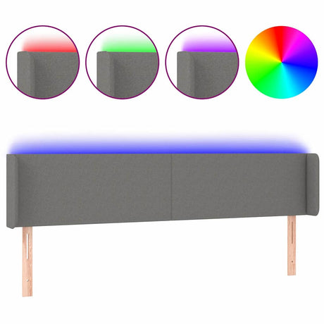 Vidaxl hoofdbord led 163x16x78 88 cm stof donkergrijs