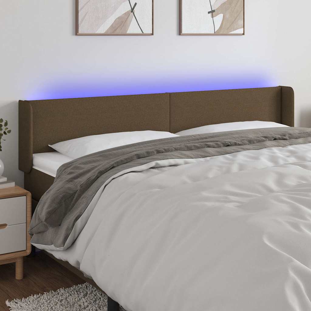 Vidaxl hoofdbord led 163x16x78 88 cm stof donkerbruin