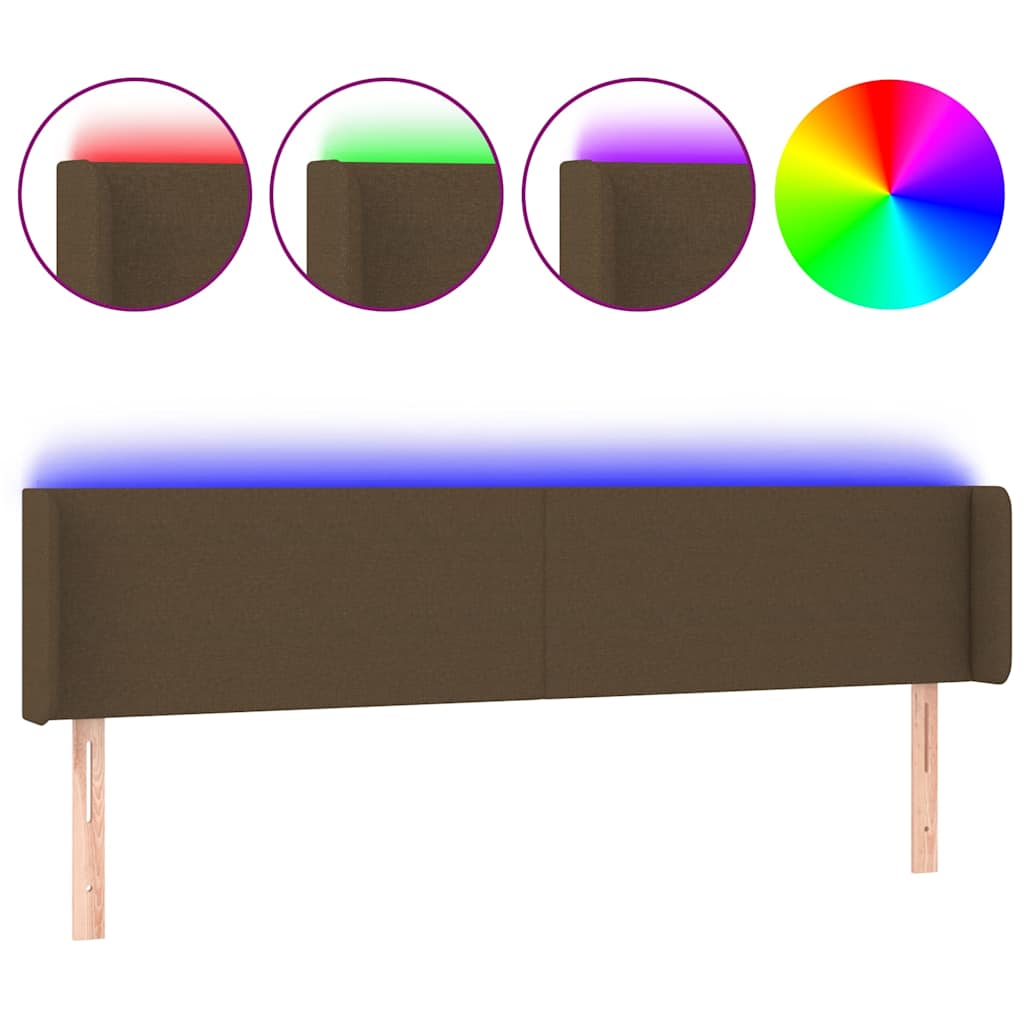 Vidaxl hoofdbord led 183x16x78 88 cm stof donkerbruin