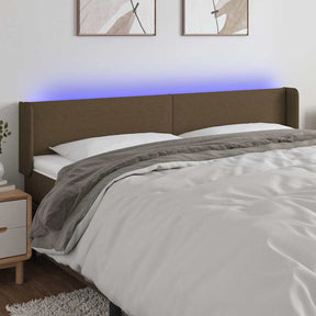 Vidaxl hoofdbord led 183x16x78 88 cm stof donkerbruin