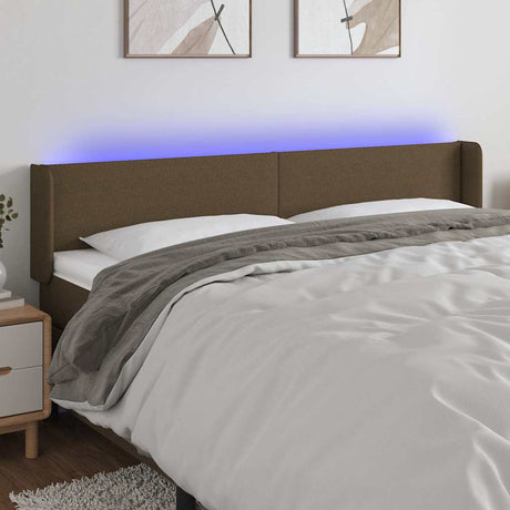 Vidaxl hoofdbord led 183x16x78 88 cm stof donkerbruin