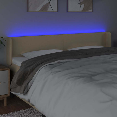 Vidaxl hoofdbord led 183x16x78 88 cm stof crèmekleurig