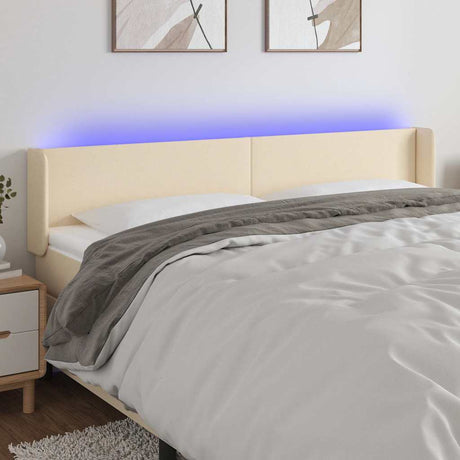 Vidaxl hoofdbord led 203x16x78 88 cm stof crèmekleurig