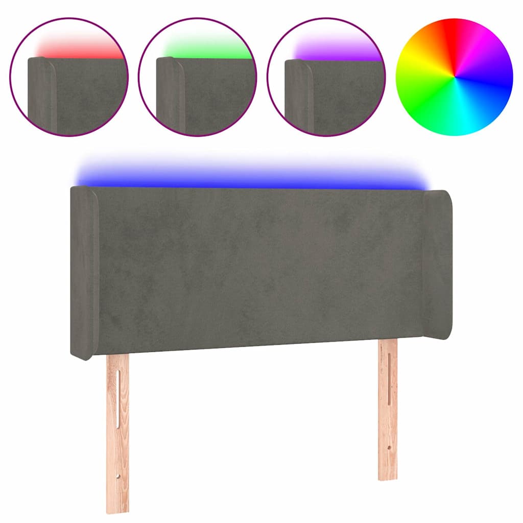 Vidaxl hoofdbord led 93x16x78 88 cm fluweel donkergrijs