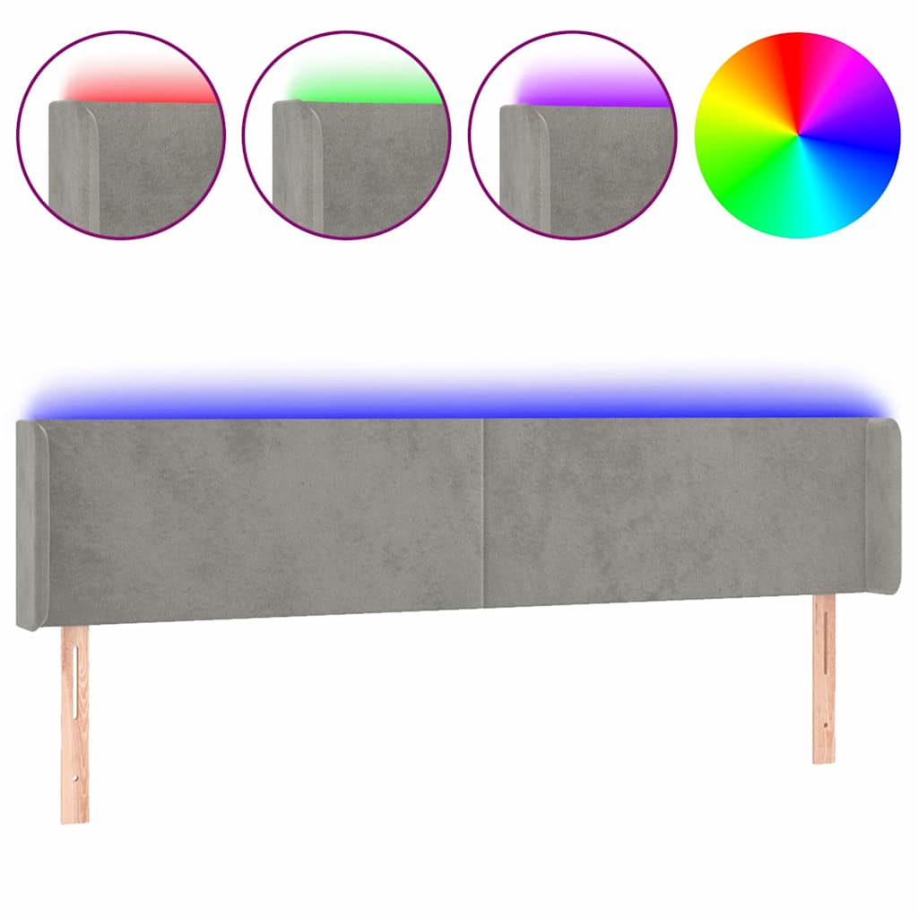 Vidaxl hoofdbord led 163x16x78 88 cm fluweel lichtgrijs