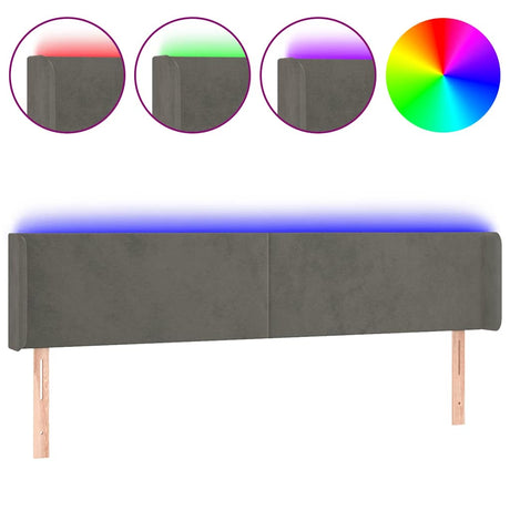 Vidaxl hoofdbord led 183x16x78 88 cm fluweel donkergrijs