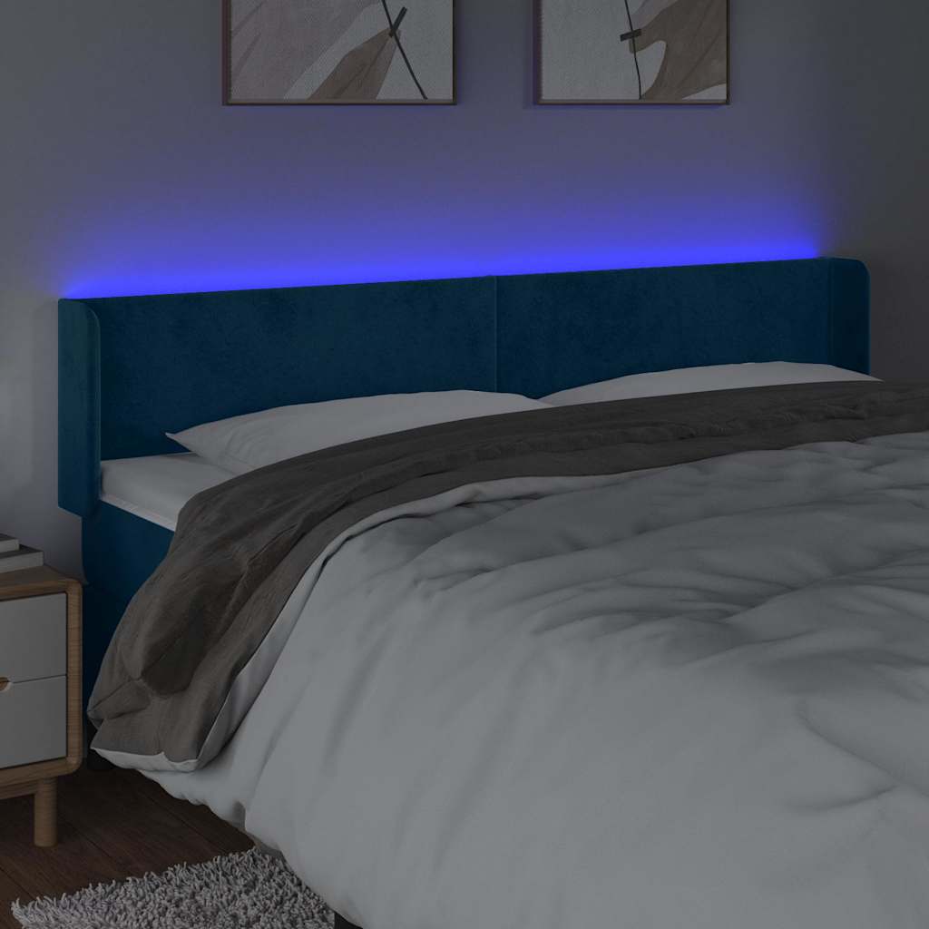 Vidaxl hoofdbord led 183x16x78 88 cm fluweel donkerblauw