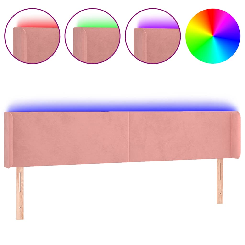 Vidaxl hoofdbord led 183x16x78 88 cm fluweel roze