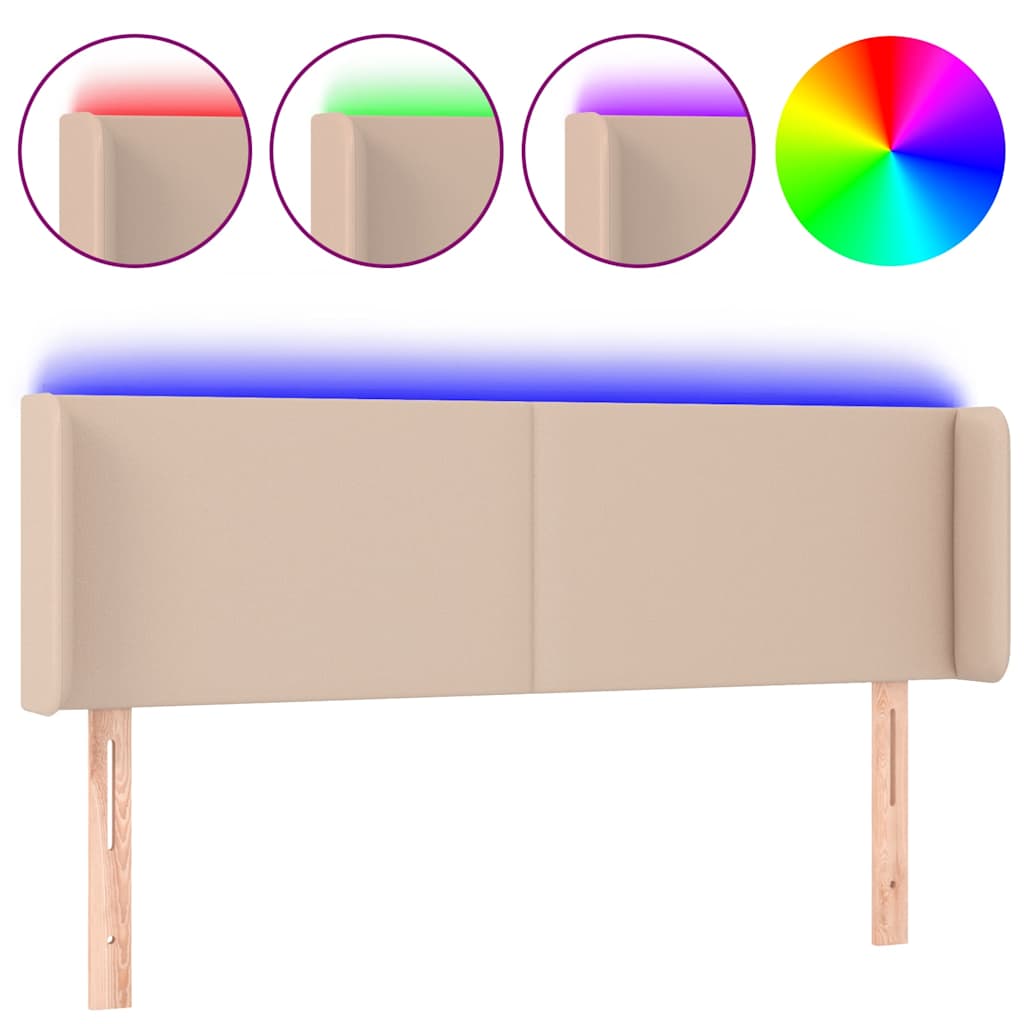 Vidaxl hoofdbord led 147x16x78 88 cm kunstleer cappuccinokleurig