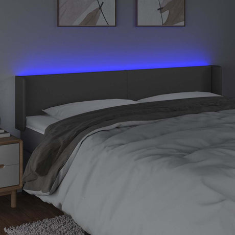 Vidaxl hoofdbord led 163x16x78 88 cm kunstleer grijs