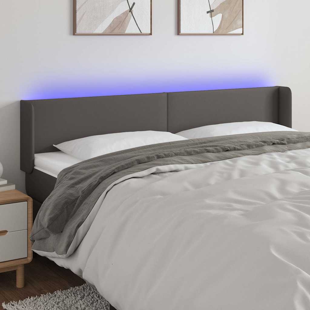 Vidaxl hoofdbord led 163x16x78 88 cm kunstleer grijs