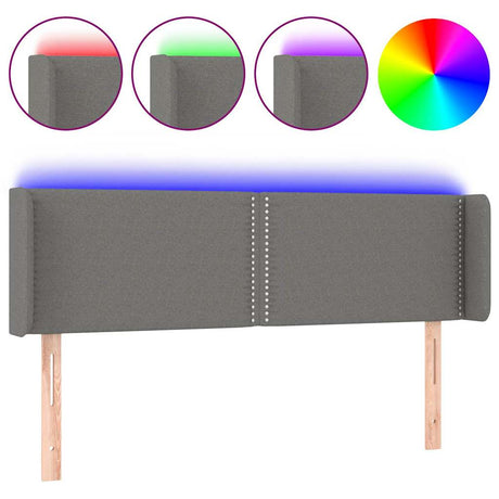 Vidaxl hoofdbord led 147x16x78 88 cm stof donkergrijs