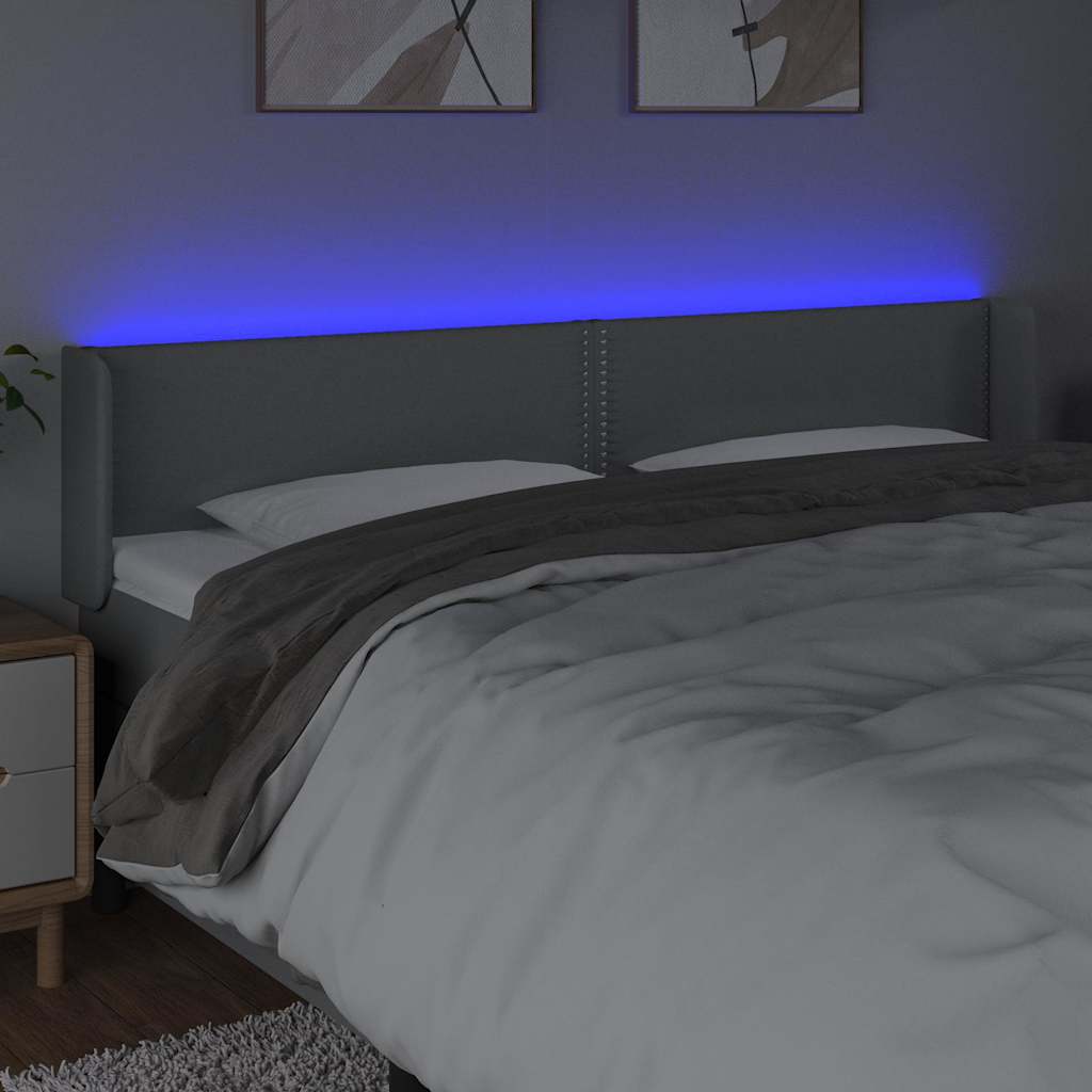 Vidaxl hoofdbord led 183x16x78 88 cm stof lichtgrijs