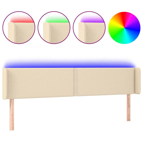 Vidaxl hoofdbord led 183x16x78 88 cm stof crèmekleurig