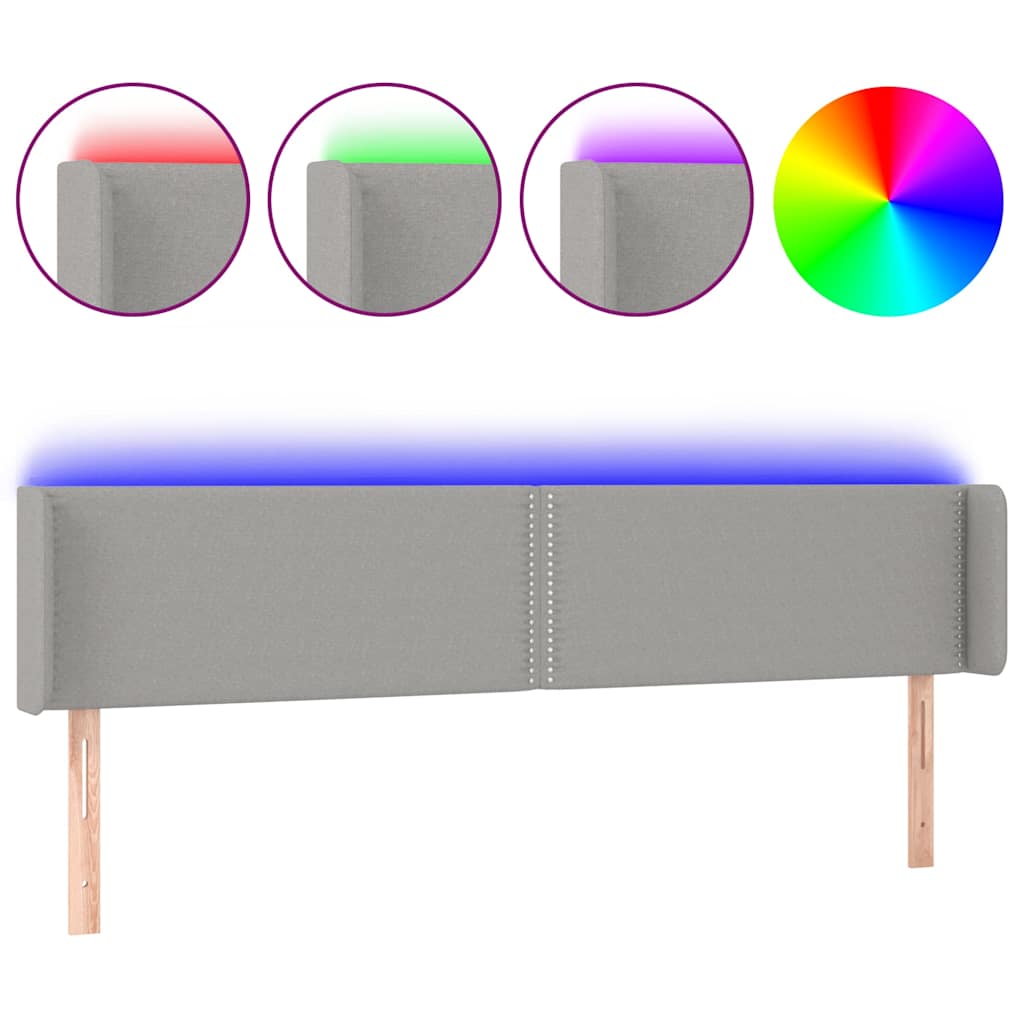 Vidaxl hoofdbord led 203x16x78 88 cm stof lichtgrijs