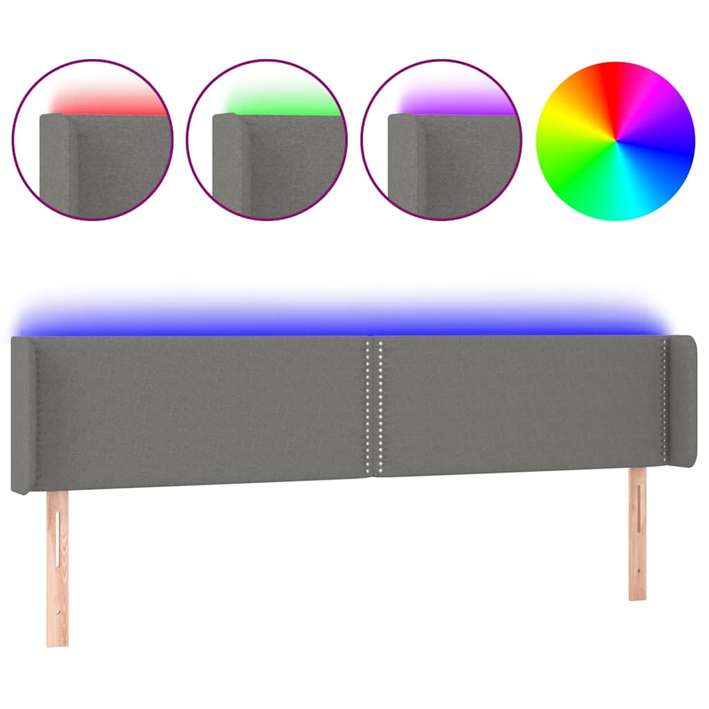 Vidaxl hoofdbord led 203x16x78 88 cm stof donkergrijs