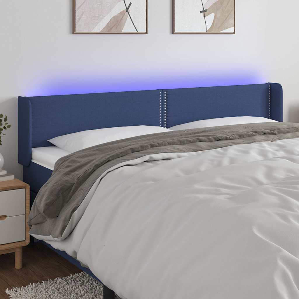 Vidaxl hoofdbord led 203x16x78 88 cm stof blauw