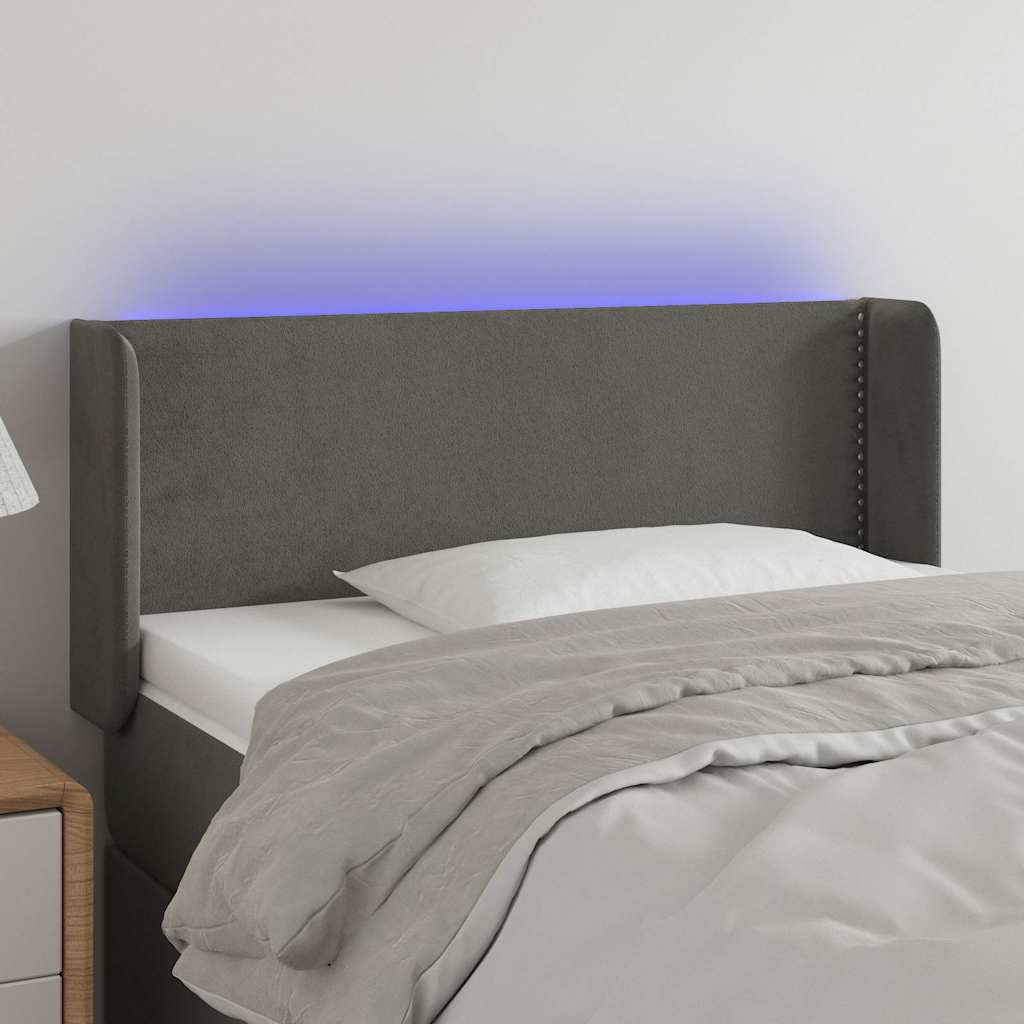 Vidaxl hoofdbord led 103x16x78 88 cm fluweel donkergrijs