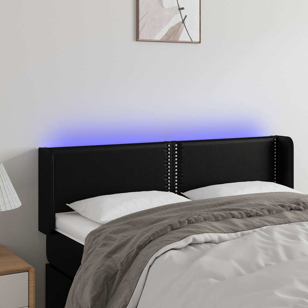 Vidaxl hoofdbord led 147x16x78 88 cm kunstleer zwart