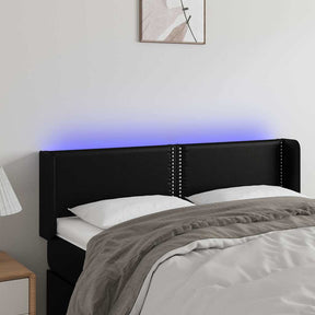 Vidaxl hoofdbord led 147x16x78 88 cm kunstleer zwart