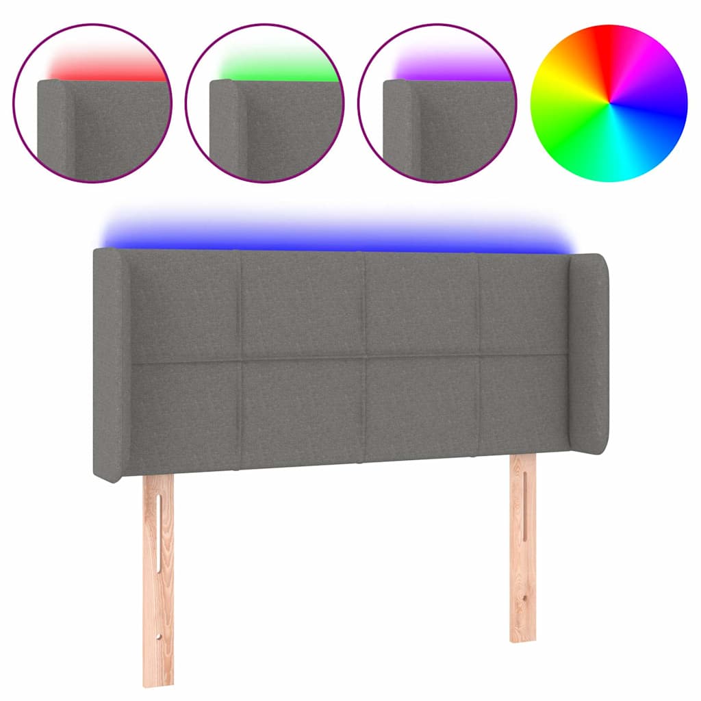 Vidaxl hoofdbord led 83x16x78 88 cm stof donkergrijs