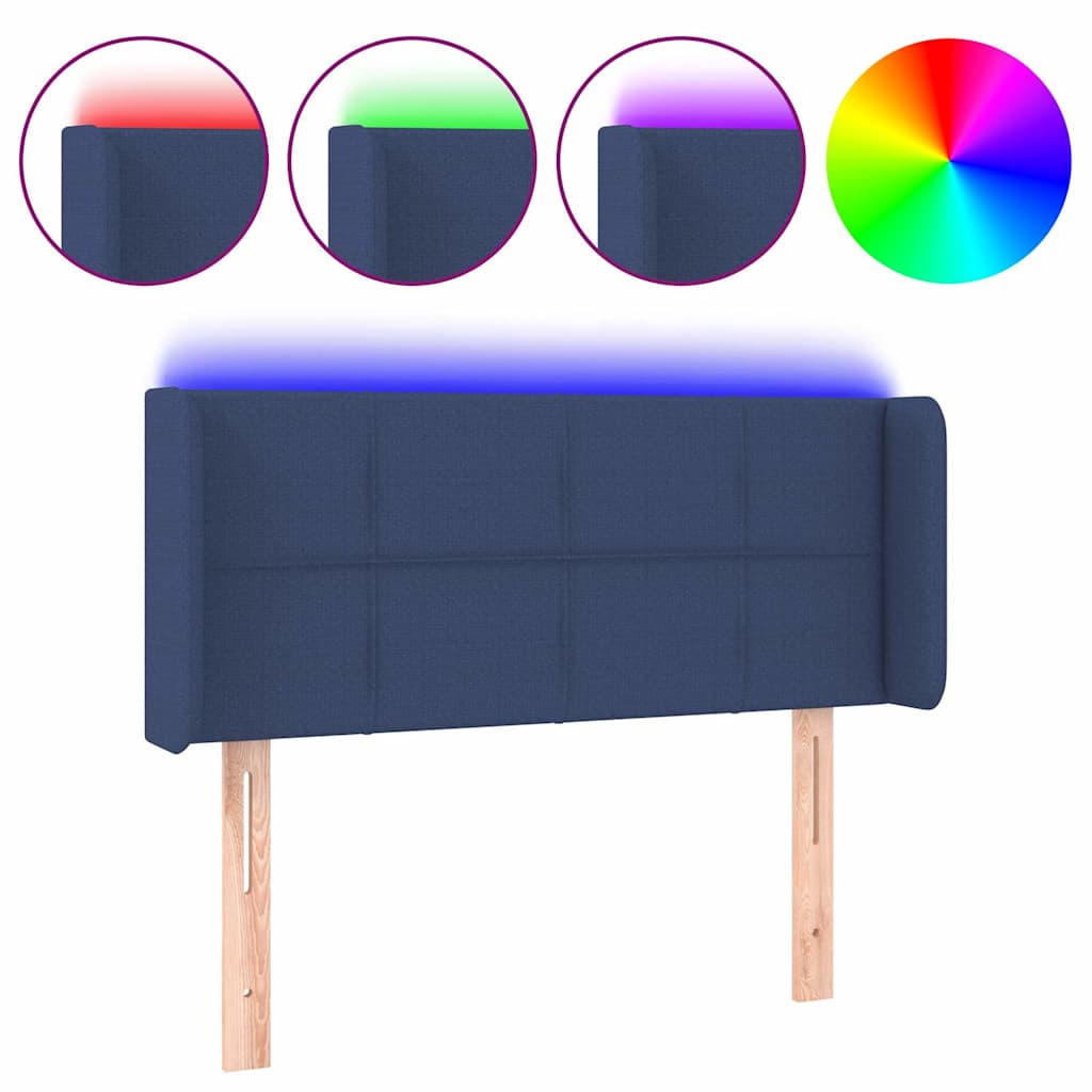 Vidaxl hoofdbord led 103x16x78 88 cm stof blauw