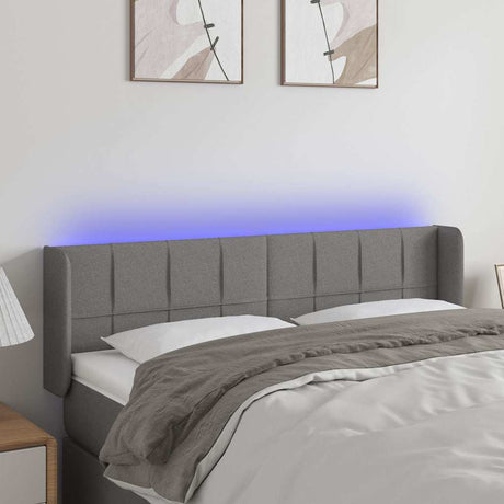 Vidaxl hoofdbord led 147x16x78 88 cm stof donkergrijs