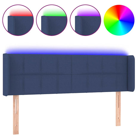 Vidaxl hoofdbord led 147x16x78 88 cm stof blauw