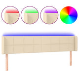 Vidaxl hoofdbord led 163x16x78 88 cm stof crèmekleurig