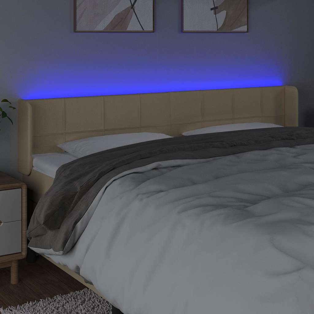 Vidaxl hoofdbord led 163x16x78 88 cm stof crèmekleurig