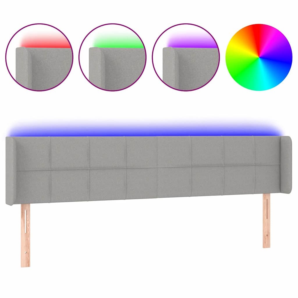 Vidaxl hoofdbord led 183x16x78 88 cm stof lichtgrijs