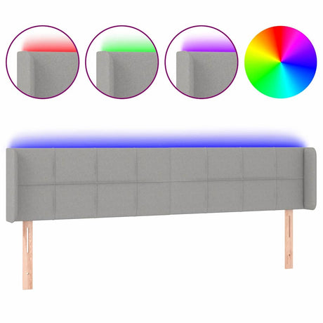 Vidaxl hoofdbord led 183x16x78 88 cm stof lichtgrijs