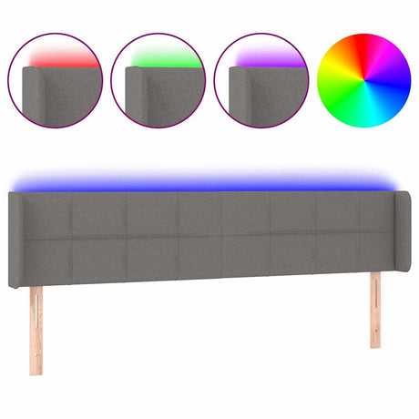 Vidaxl hoofdbord led 183x16x78 88 cm stof donkergrijs