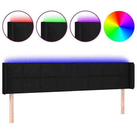 Vidaxl hoofdbord led 203x16x78 88 cm stof zwart