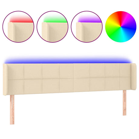 Vidaxl hoofdbord led 203x16x78 88 cm stof crèmekleurig