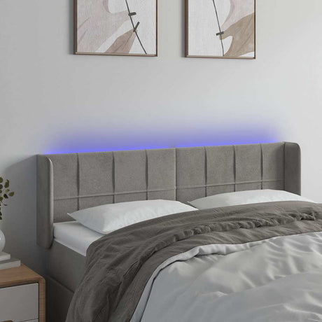 Vidaxl hoofdbord led 147x16x78 88 cm fluweel lichtgrijs