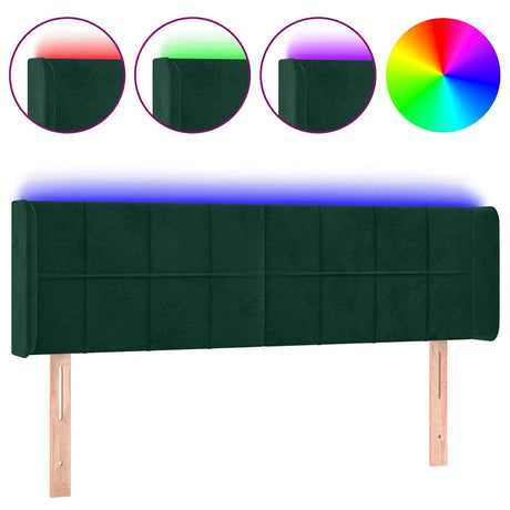 Vidaxl hoofdbord led 147x16x78 88 cm fluweel donkergroen