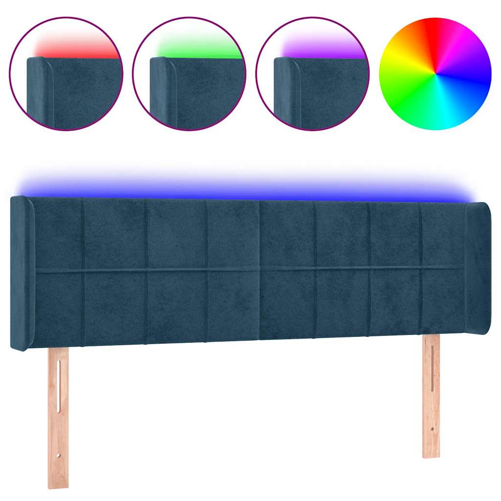 Vidaxl hoofdbord led 147x16x78 88 cm fluweel donkerblauw