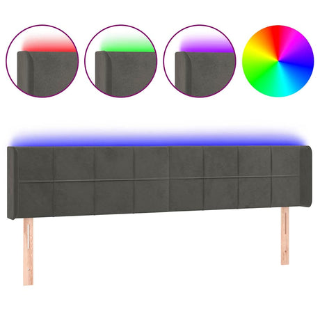 Vidaxl hoofdbord led 163x16x78 88 cm fluweel donkergrijs