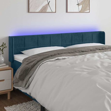 Vidaxl hoofdbord led 163x16x78 88 cm fluweel donkerblauw