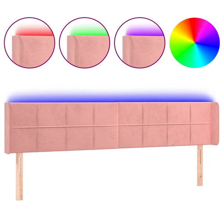 Vidaxl hoofdbord led 163x16x78 88 cm fluweel roze