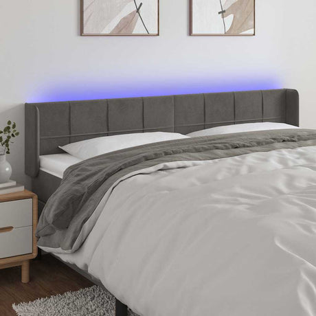 Vidaxl hoofdbord led 203x16x78 88 cm fluweel donkergrijs
