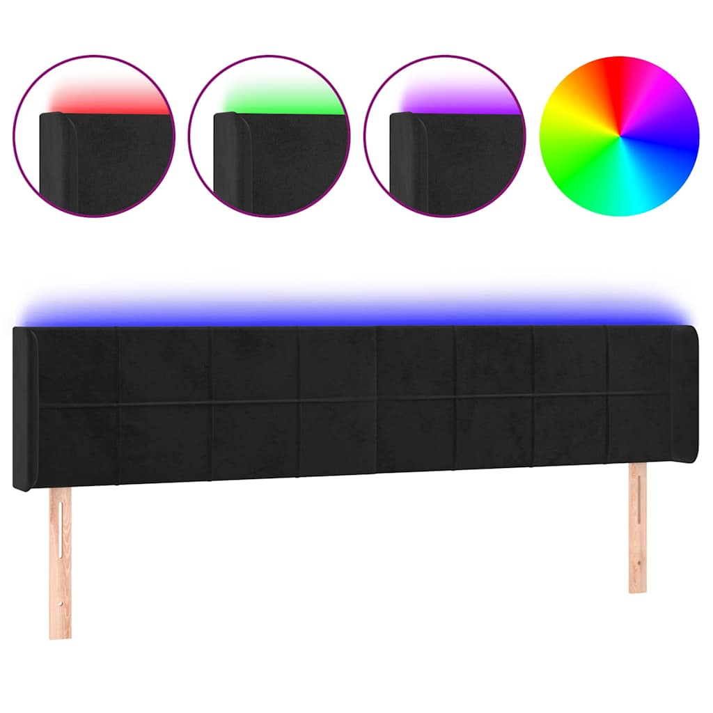 Vidaxl hoofdbord led 203x16x78 88 cm fluweel zwart