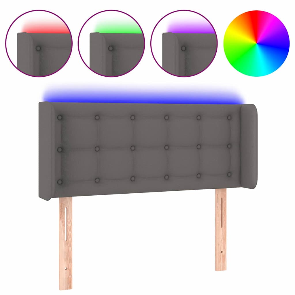 Vidaxl hoofdbord led 103x16x78 88 cm kunstleer grijs