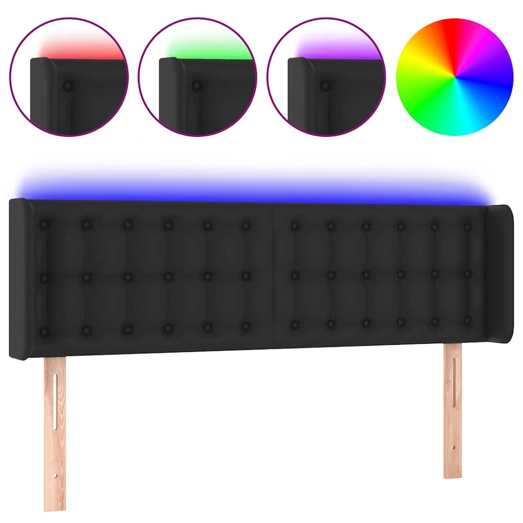 Vidaxl hoofdbord led 147x16x78 88 cm kunstleer zwart