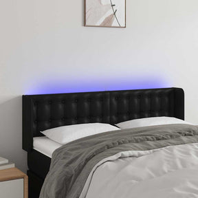 Vidaxl hoofdbord led 147x16x78 88 cm kunstleer zwart