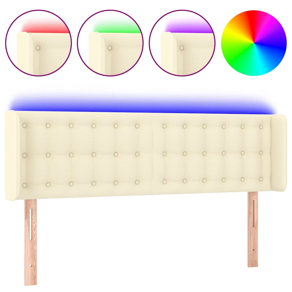 Vidaxl hoofdbord led 147x16x78 88 cm kunstleer crèmekleurig