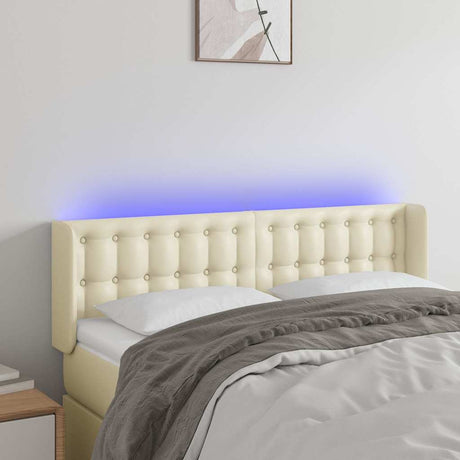 Vidaxl hoofdbord led 147x16x78 88 cm kunstleer crèmekleurig