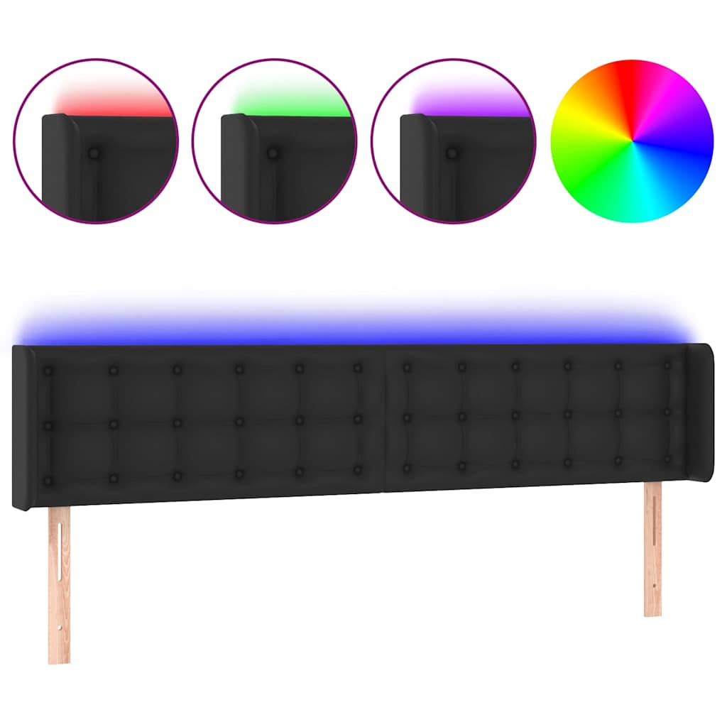 Vidaxl hoofdbord led 163x16x78 88 cm kunstleer zwart